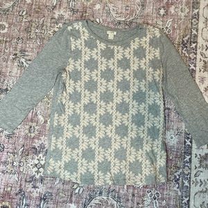 J. Crew Embroidered Gray Top